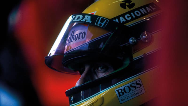 A moody image of Senna's crash helmet