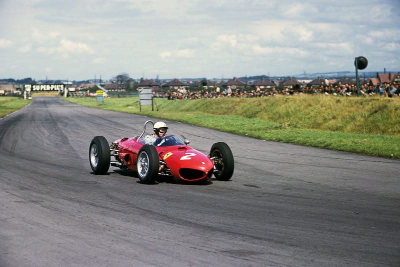 Phil Hill in a Ferrari at the 1962 British GP