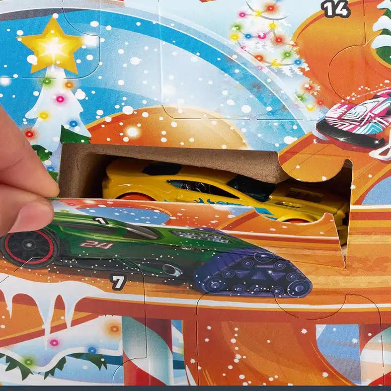 Hot Wheels advent calendar close up