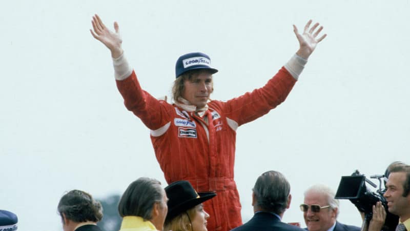 James-Hunt-celebrates-winning-an-F1-race