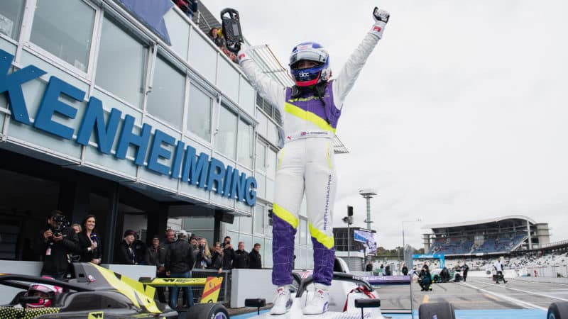 Jamie Chadwick celebrates 2019 W Series win at Hockenheim