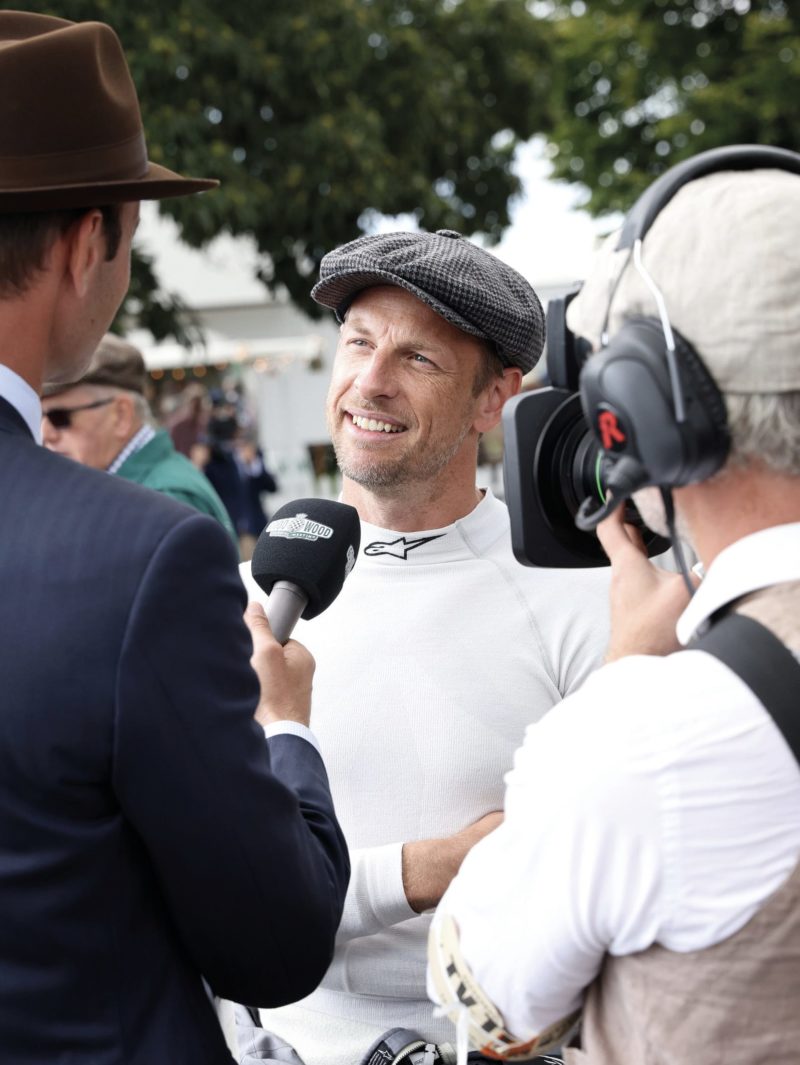 Jenson Button is interviewed at the Goodwood Revival