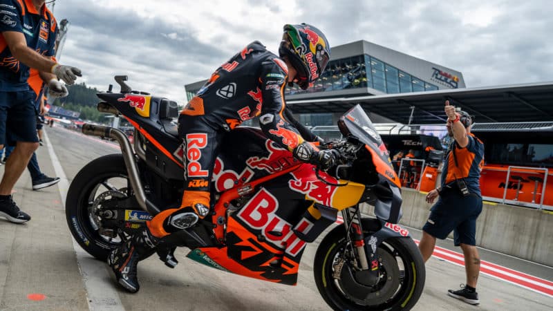KTM MotoGP bike in pitlane at the Red Bull Ring in 2022