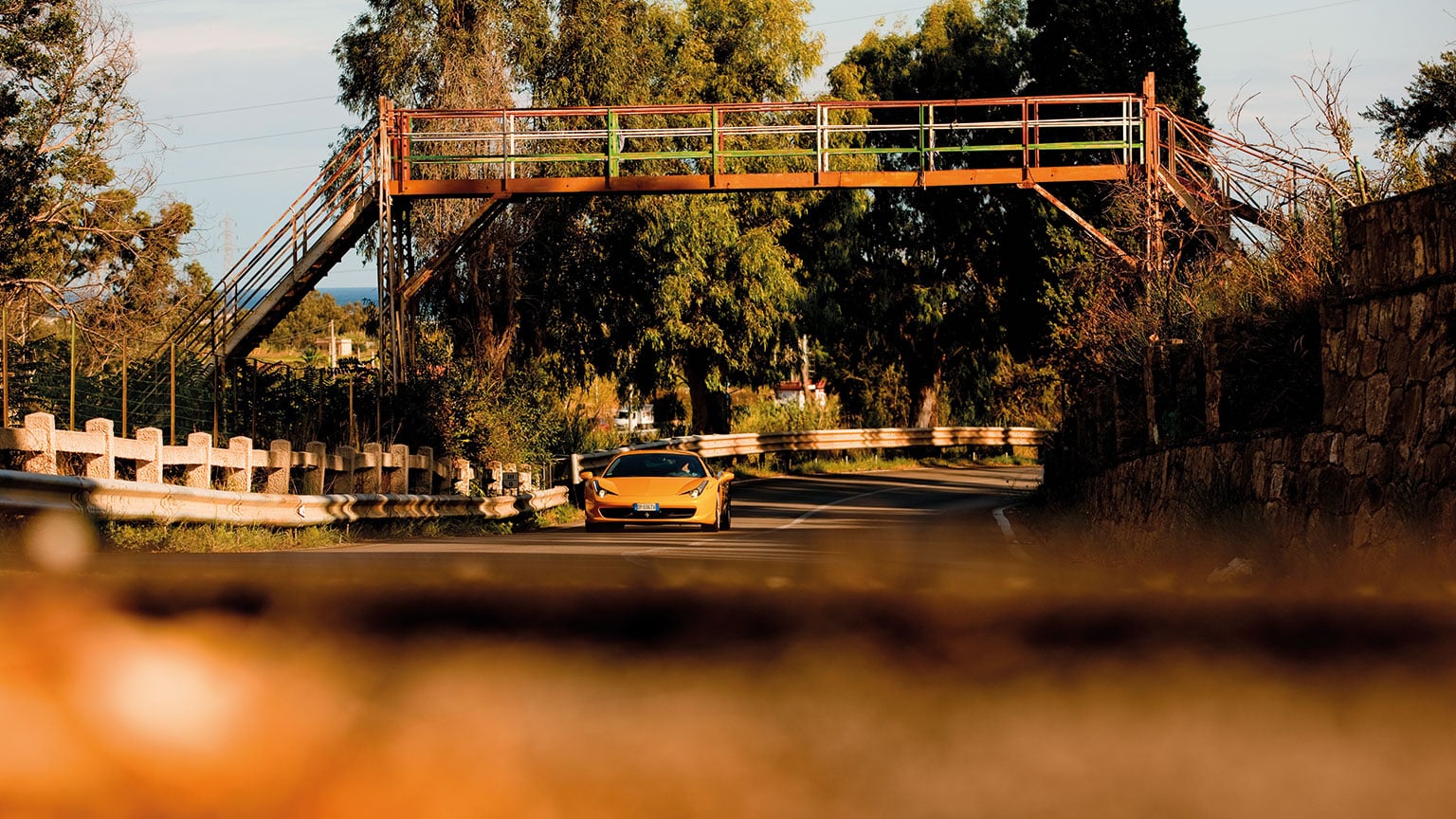 The Ferrari under the old starting bridge