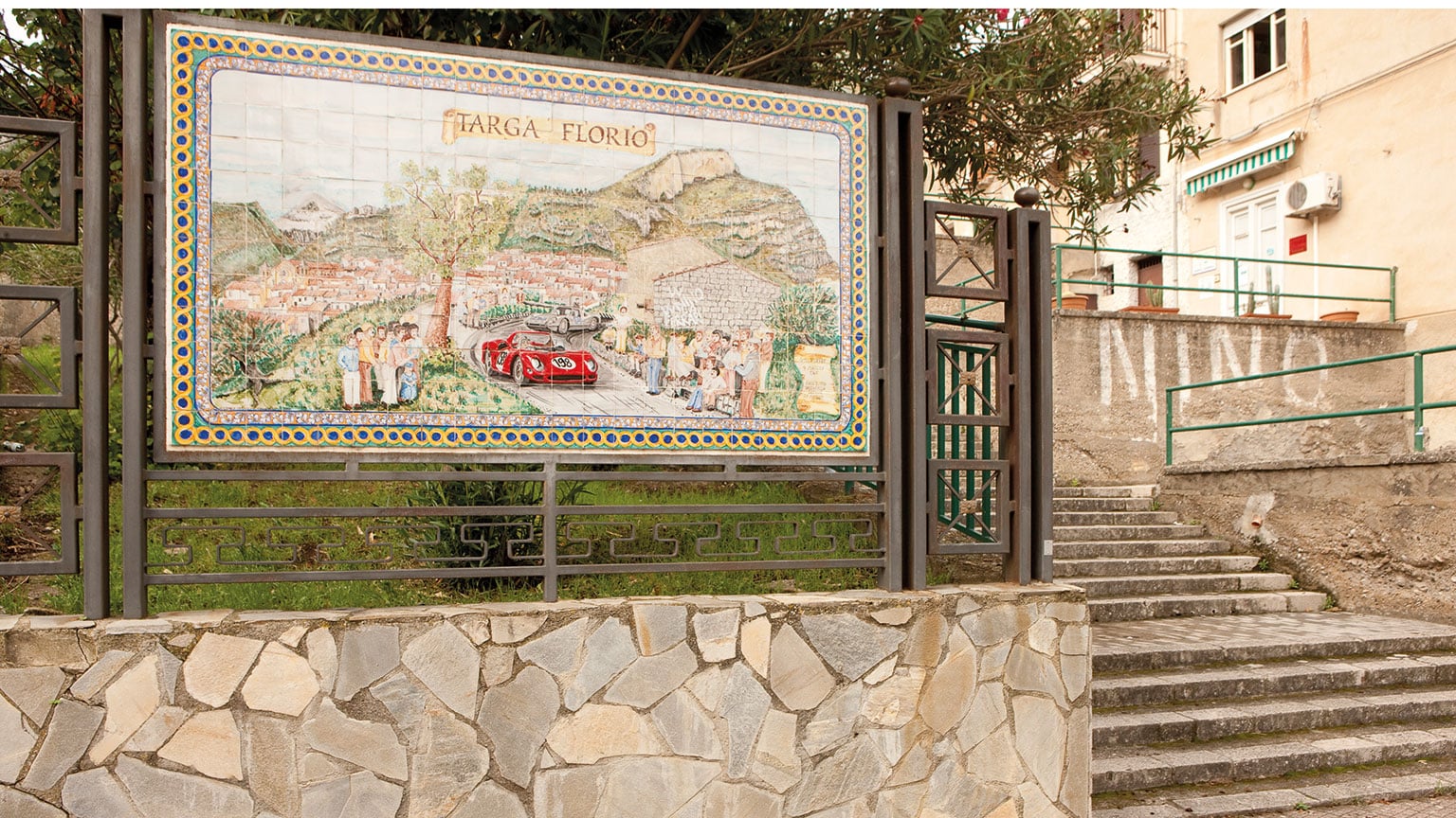 A local sign depicting the history of the Targa Florio