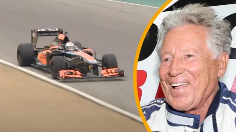 Mario Andretti on track in McLaren F1 car
