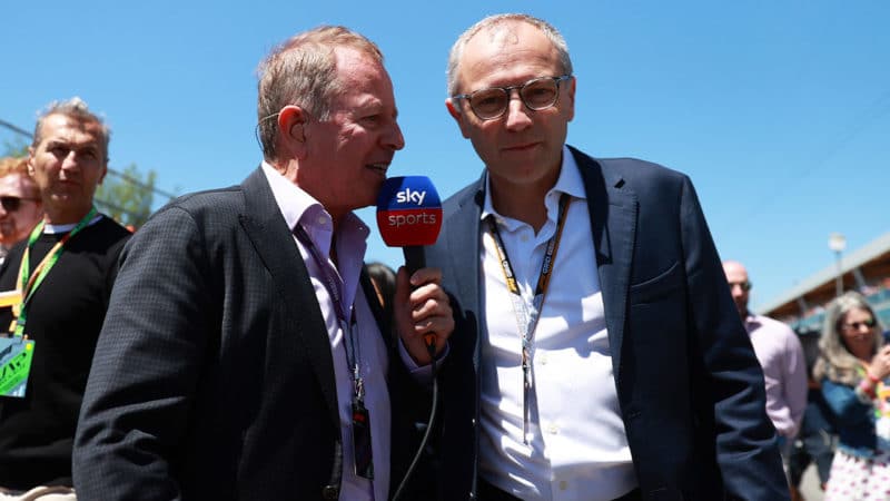 Martin-Brundle-talks-to-F1-CEO-Stefano-Domenicali-at-the-2022-Canadian-GP