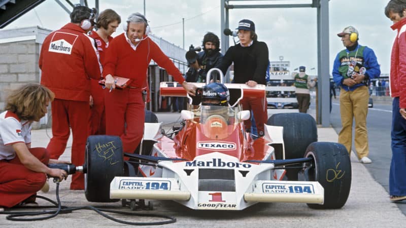 McLaren-F1-driver-James-Hunt-in-the-pits-in-the-1977-season