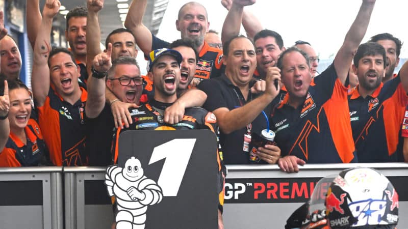 Oliveira celebrates winning the 2022 MotoGP Thai GP