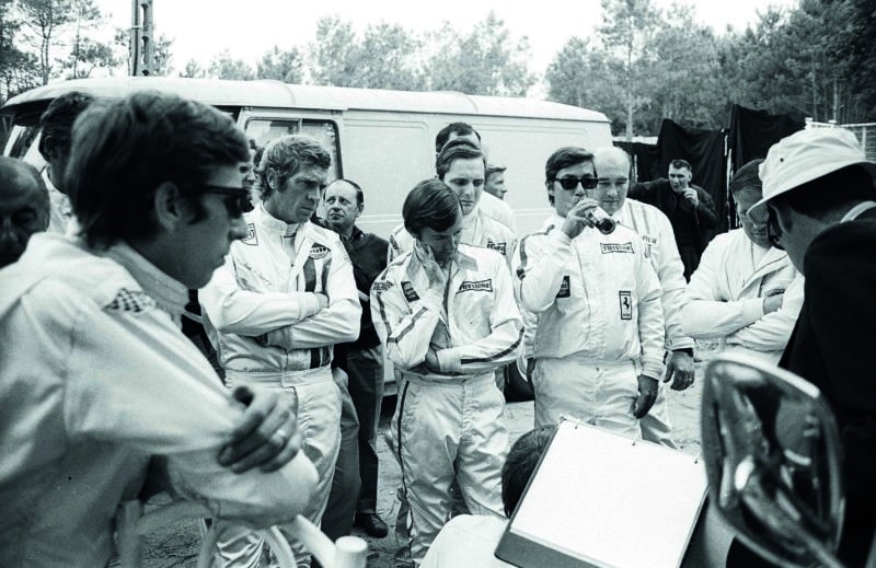 Production-meeting-during-filming-of-Le-Mans