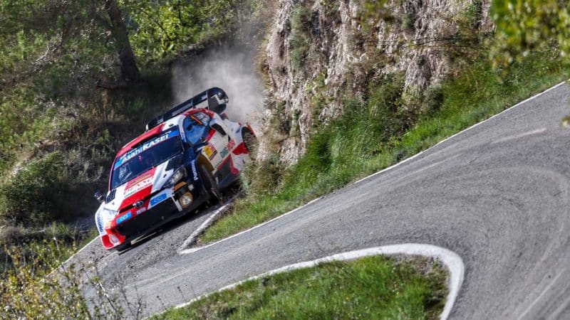 Sebastien Ogier on the twisting tarmac of 2022 WRC Catalunya Rally