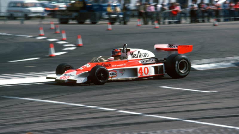 Side view - McLaren of Gilles Villeneuve at the 1977 British GP