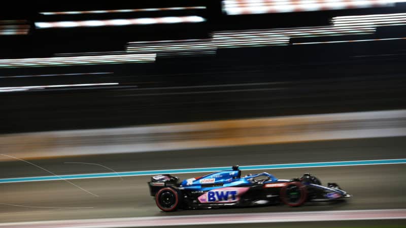 Alpine of Fernando Alonso in 2022 Abu Dhabi Grand Prix qualifying