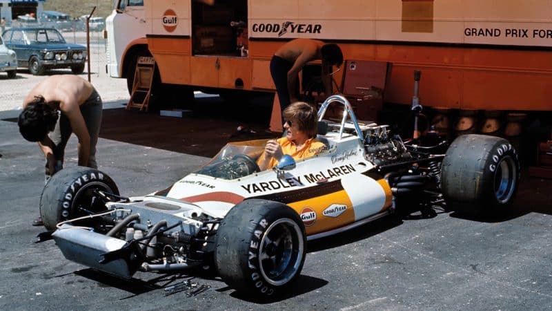 Caldwell sitting in Hulme’s McLaren