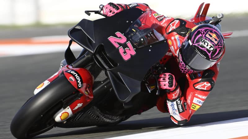 Enea-Bastianini-tests-black-carbon-fibre-Ducati-MotoGP-bike