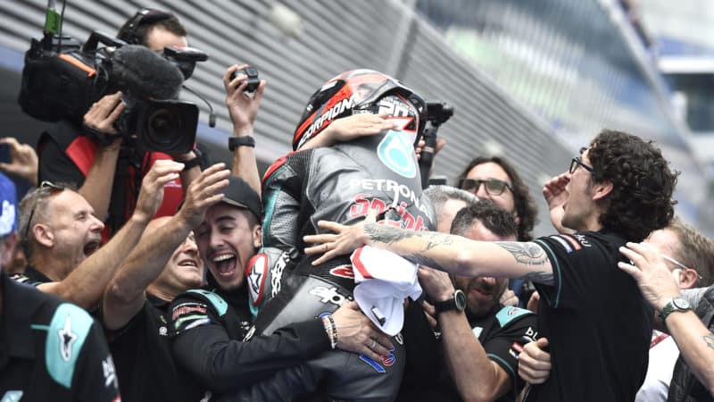 Fabio Quartararo celebrates MotoGP pole at Jerez 2019