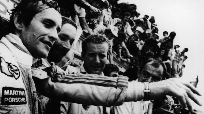 Ickx celebrating Le Mans victory