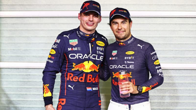 Max-Verstappen-with-Sergio-Perez-after-2022-Abu-Dhabi-Grand-Prix-qualifying