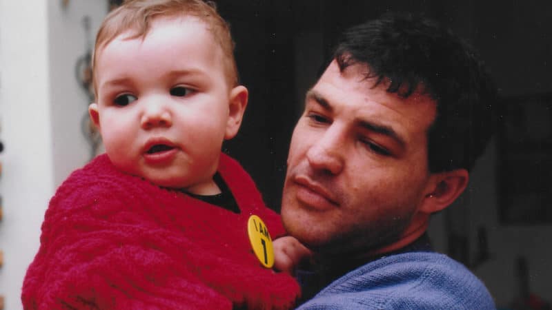 Simon Arron with son Tom on his first birthday
