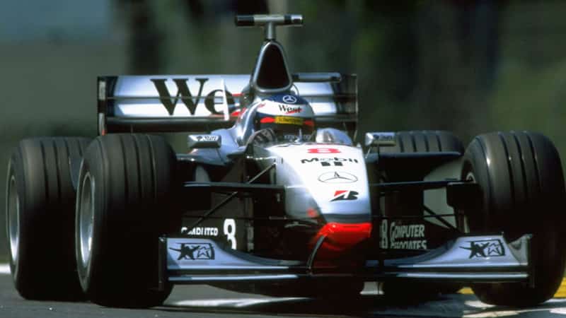 Mika Hakkinen driving for McLaren at the 1998 San Marino GP
