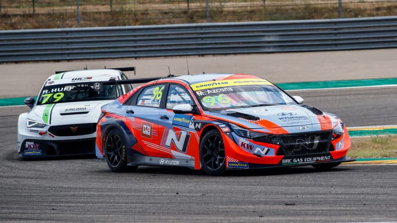 Mikel Azcona leads Rob Huff in WTCR 2022 Aragon round
