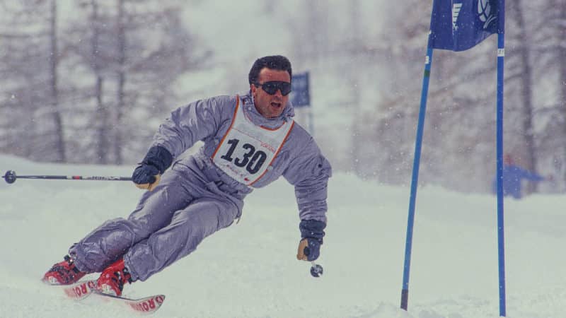 Patrick Tambay skiing in 1986