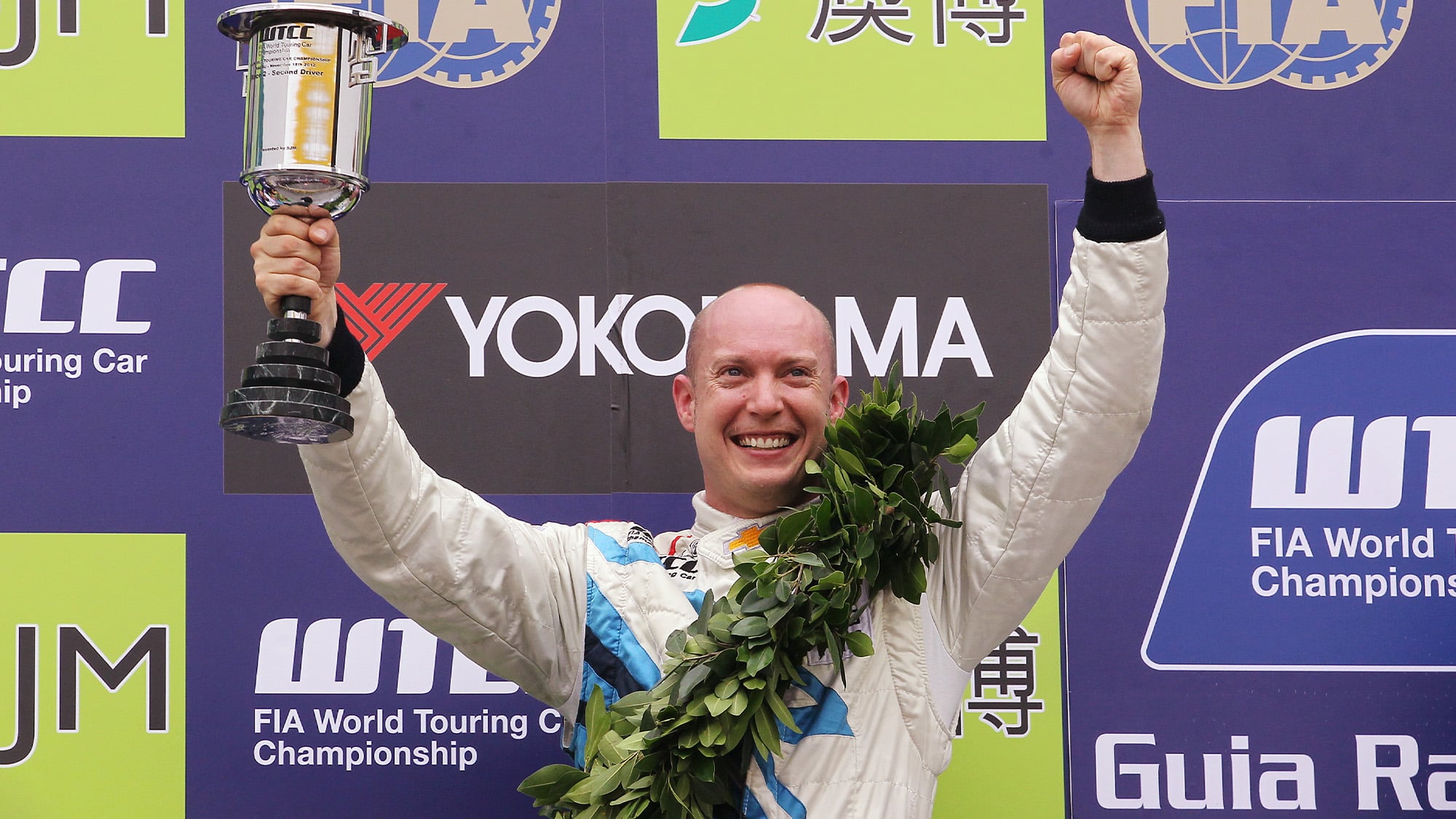 Rob Huff celebrates on WTCC podium in 2012