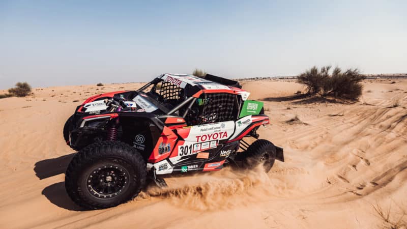 Toyota of Dania Akeel races through sand dunes in the 2022 Baja Dubai