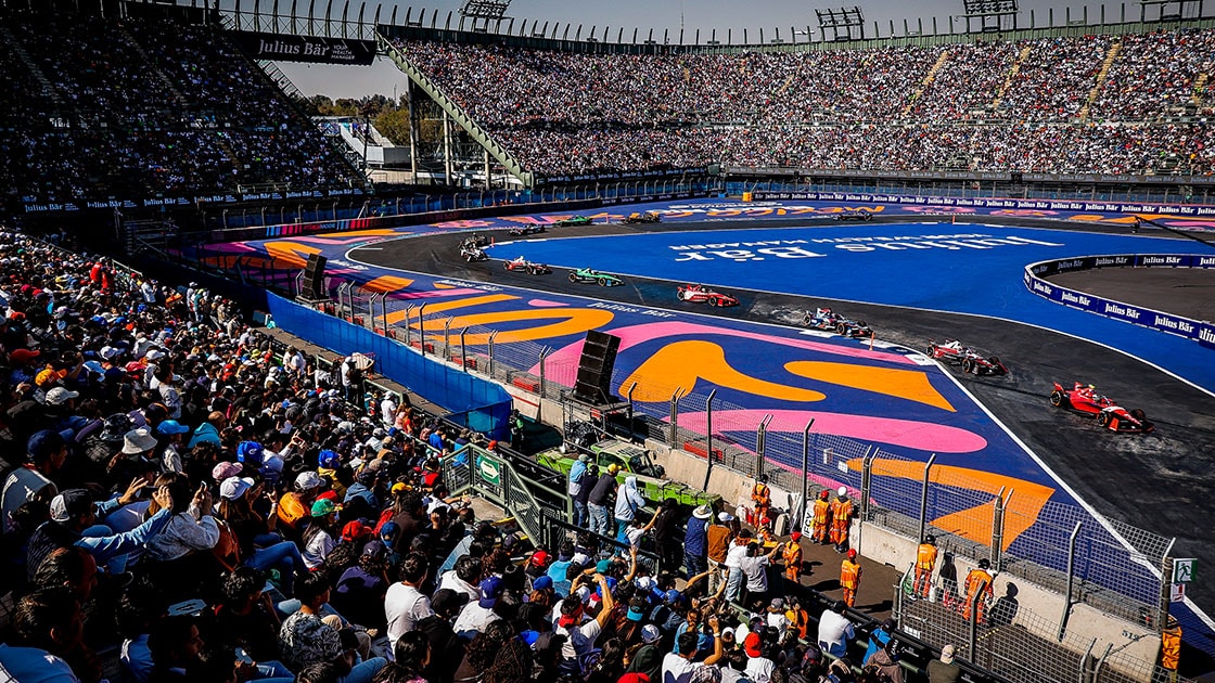 2 Jake Dennis Andretti Formula E driver celebrates at 2023 Mexico E-Prix