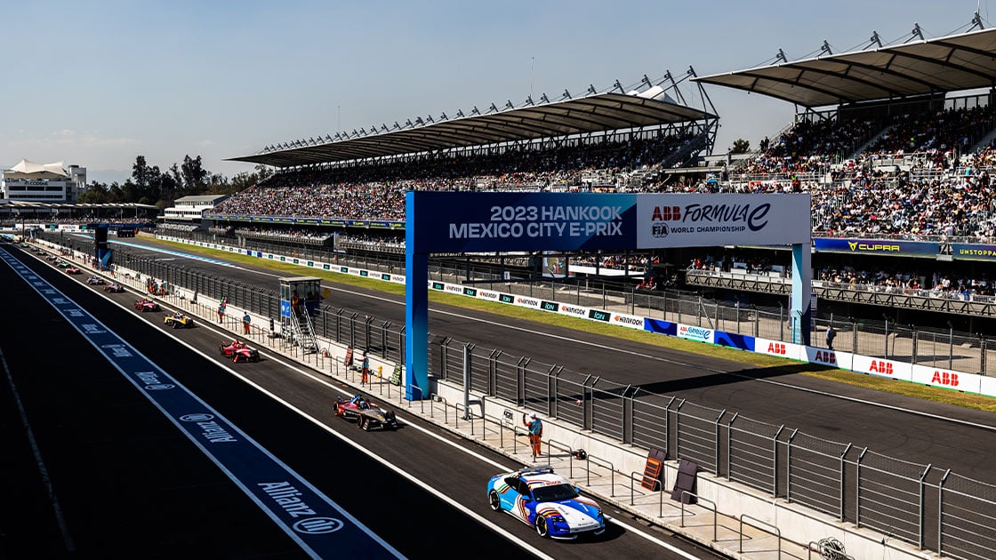 4 Jake Dennis Andretti Formula E driver celebrates at 2023 Mexico E-Prix