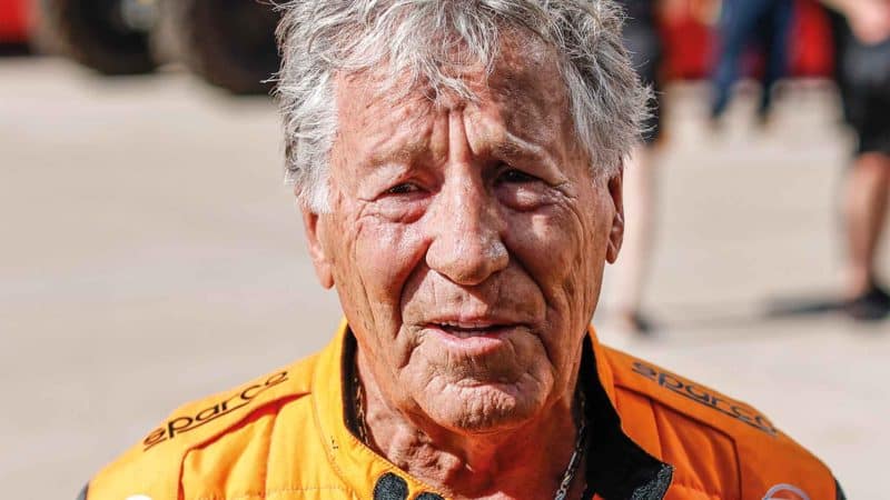 82 year old Mario Andretti headshot