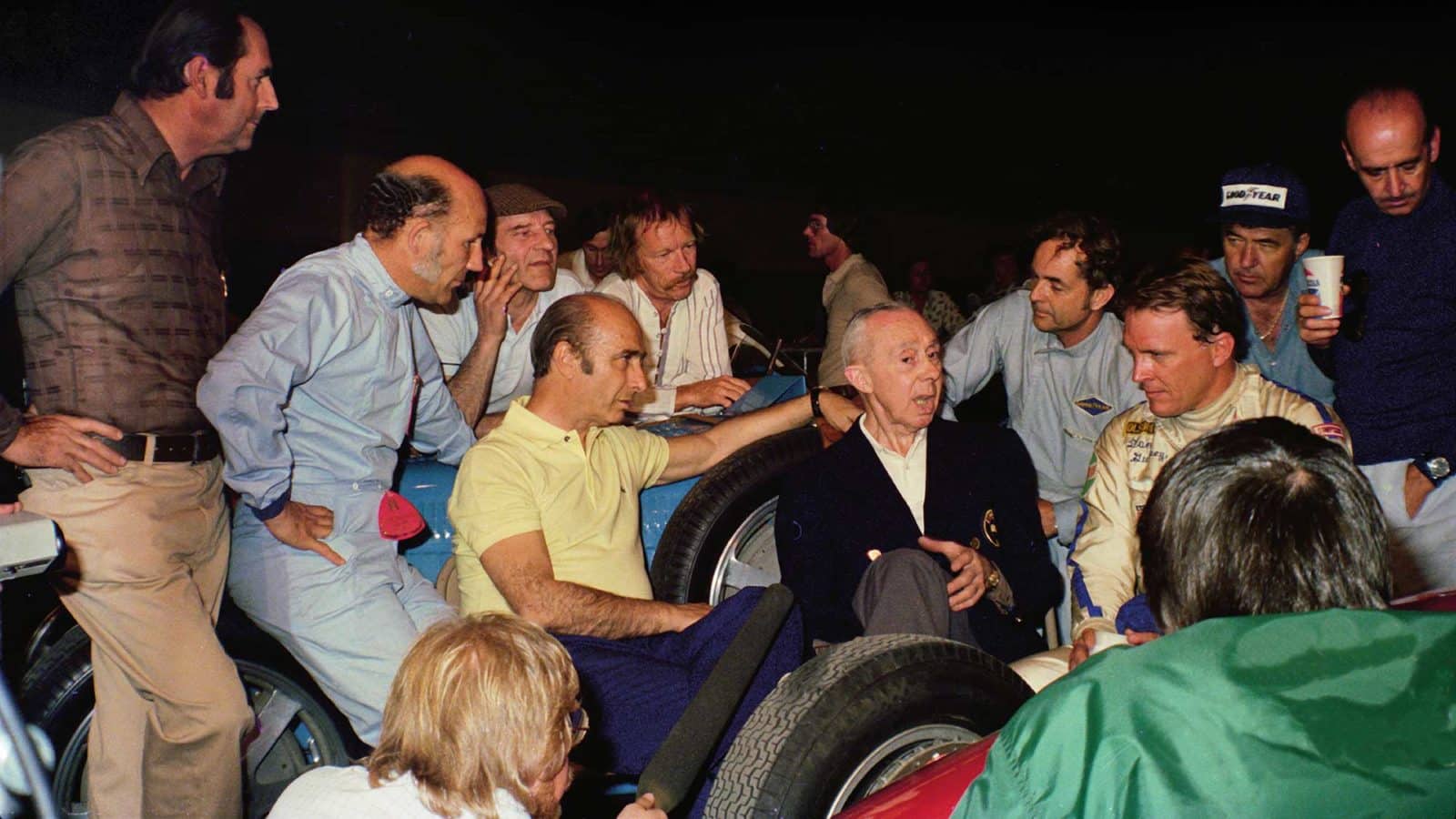 California in 1976, Stirling Moss, Jack Brabham, Innes Ireland, Juan Manuel Fangio