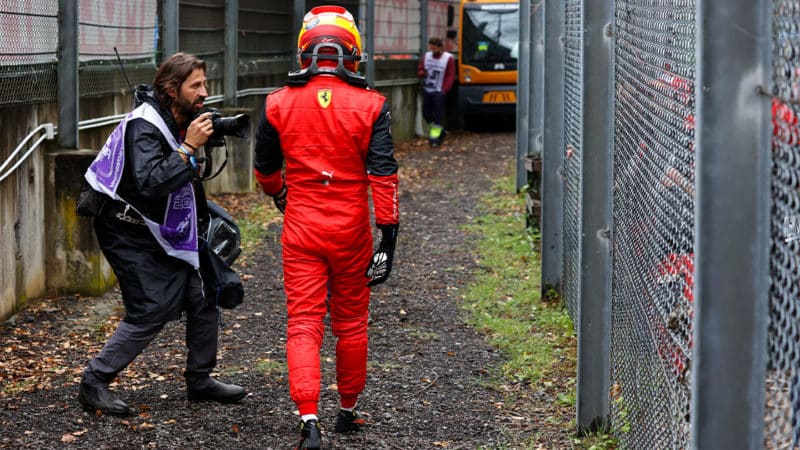 Ferrari f1 driver Carlos Sainz walks away at the 2022 Emilio Romagna GP