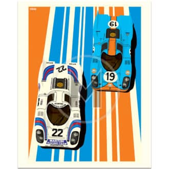 Product image for Famous Liveries: Porsche 917 | Martini & Gulf Oil | Le Mans 24H | Studio Bilbey | Limited Edition print