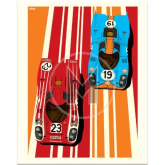 Product image for Famous Liveries: Porsche 917 | Salzburg & Gulf Oil | Le Mans 24H | Studio Bilbey | Limited Edition print