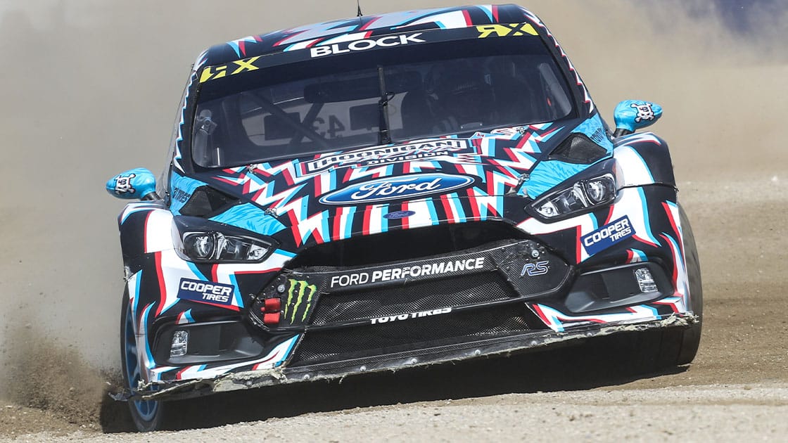 Ken Block competing in WRX Portugal 2018