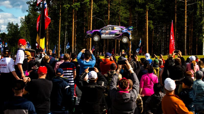M-Sport Puma WRC car jumps at 2022 Finaland round