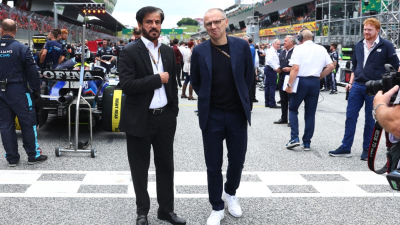 Stefano Domenicali and Mohammed Ben Sulayem on the grid at F1 race