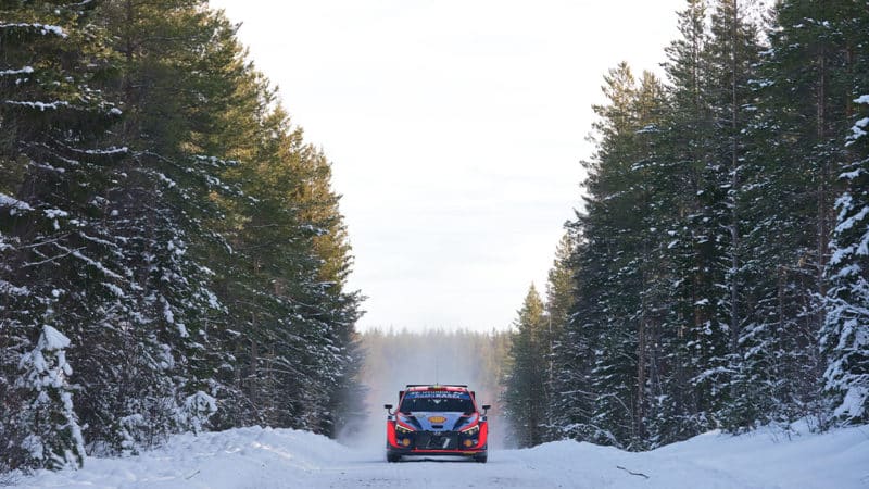 Thierry Neuville driving for Hyundai WRC team in Sweden
