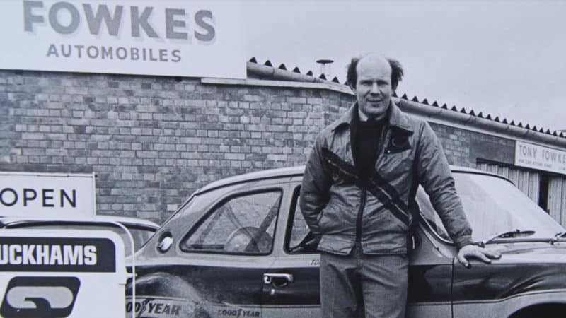 Tony Fowkes with Ford Escort in front of his garage