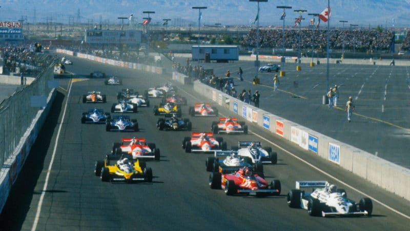 1981 Las Vegas GP with Williams’ Alan Jones leading