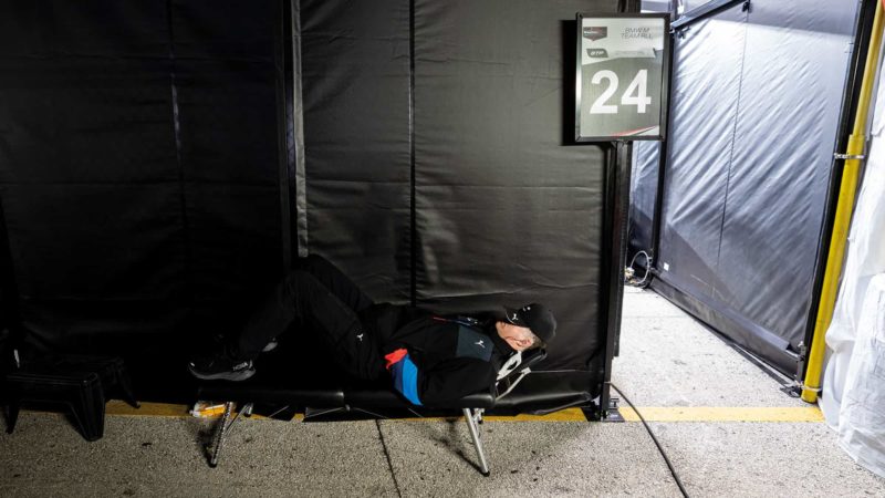 A nap for BMW team member