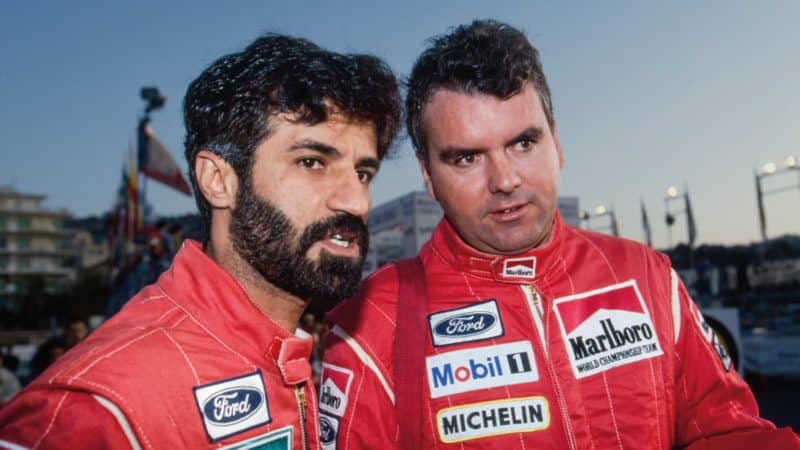 Ben Sulayem, left, with co-driver Ronan Morgan, 1992