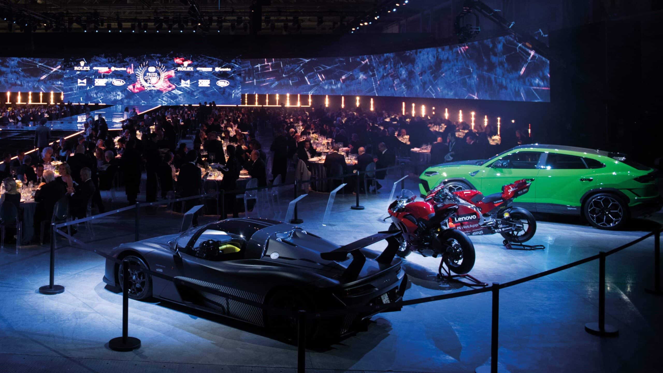 Car display at the FIA gala