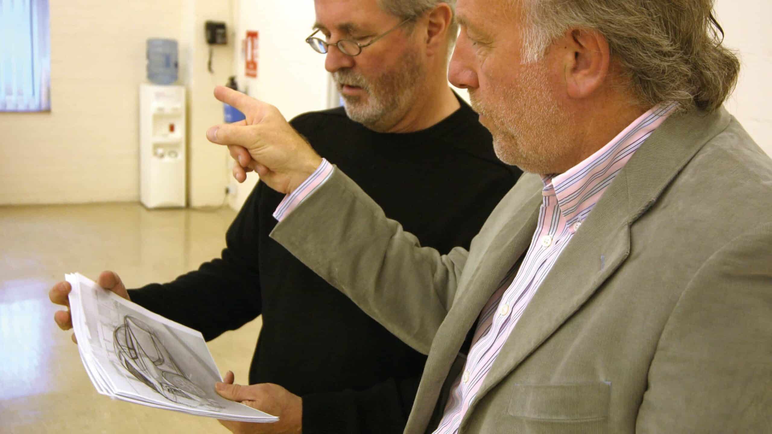 David Richard and stevens look at sketchs
