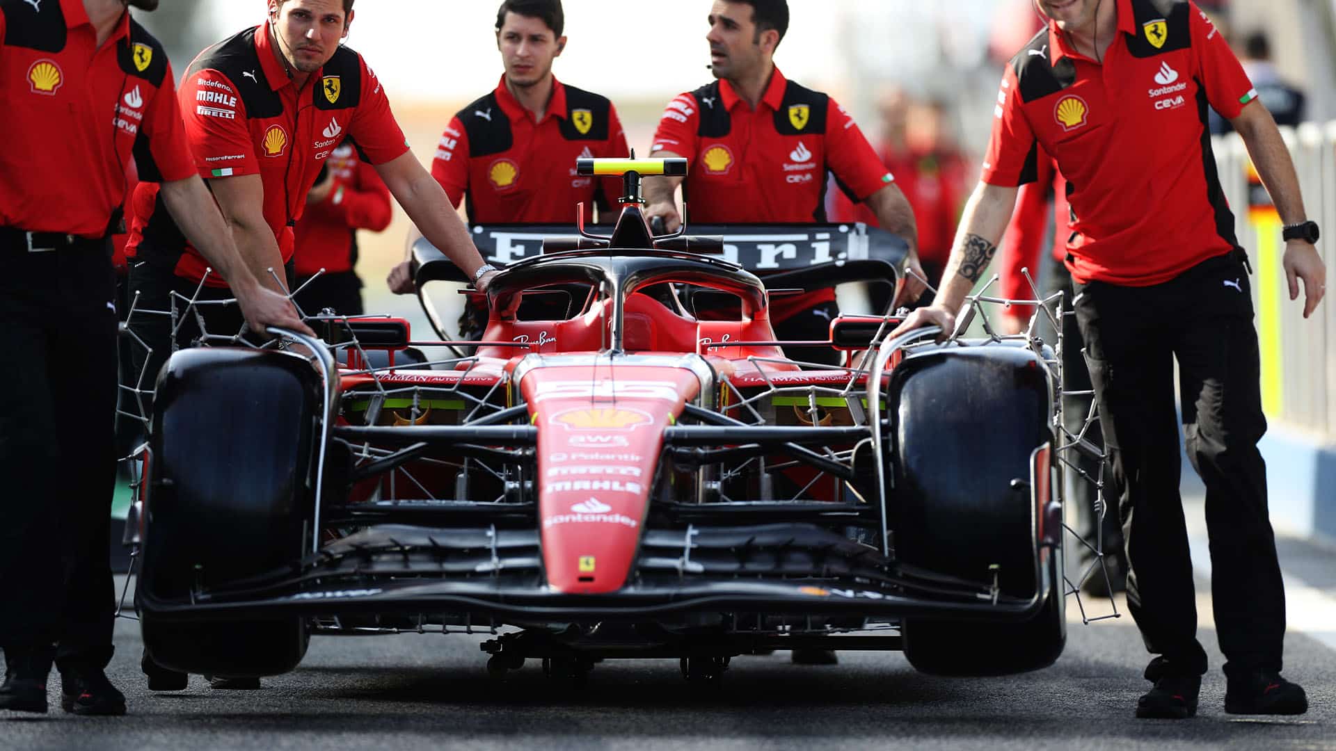 Ferrari SF-23 with aero rake in 2023 F1 testing