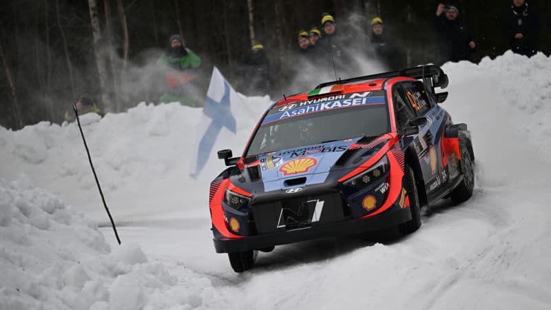 Craig Breen's Hyundai in action in Sweden