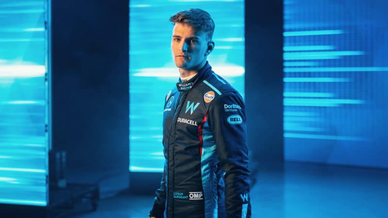 Logan Sargeant portrait from 2023 Williams F1 launch