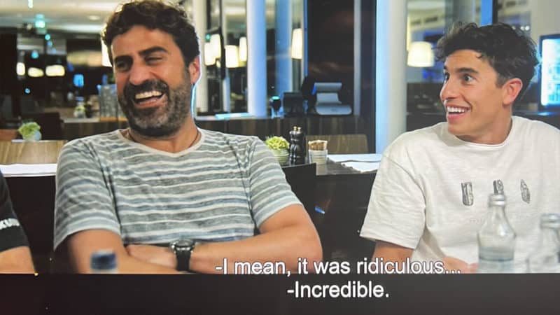 Marc Marquez at restaurant with his crew chief in new documentary