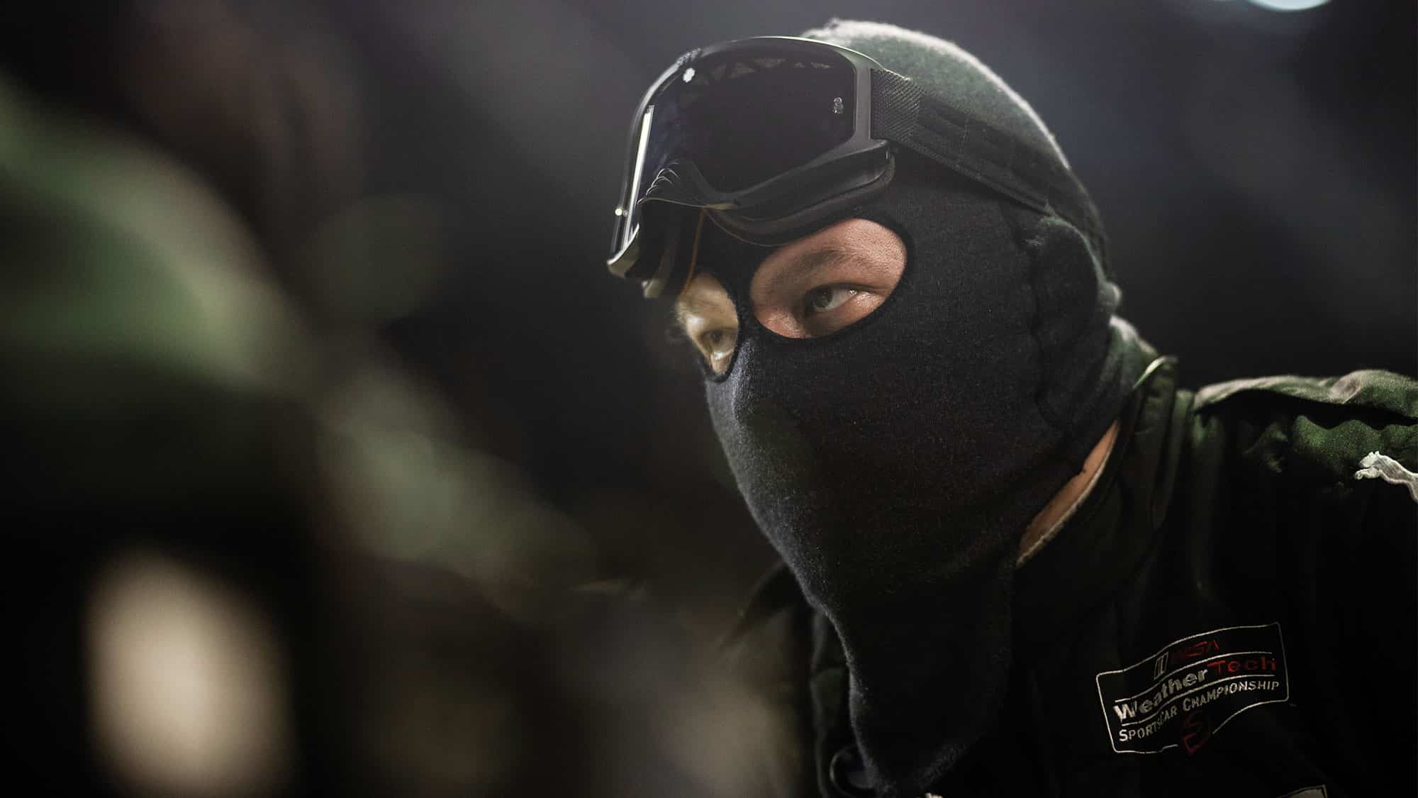 Marco Wittmann in mask and goggles